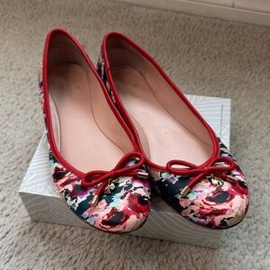 Kate Spade Multicolor Floral Flats with Red Accents